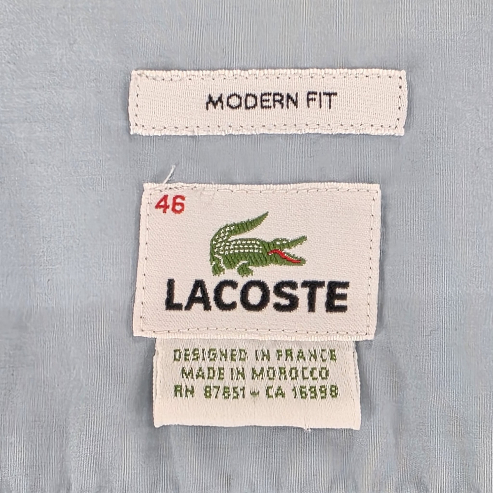 Lacoste Modern Fit Button Down Shirt Mens 46 Blue Cotton Long Sleeve... - Picture 6 of 16